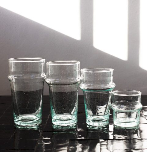 Lot De 6 Verres Marocains En Verre Beldi - Verre Recyclé Artisanat Traditionnel - 210 Ml